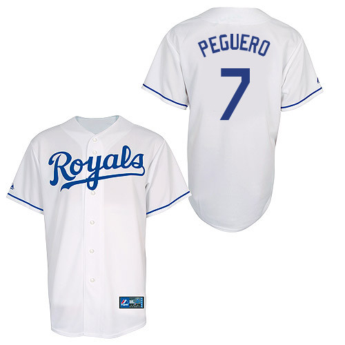 Carlos Peguero #7 Youth Baseball Jersey-Kansas City Royals Authentic Home White Cool Base MLB Jersey